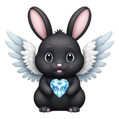 Black bunny with wings and with white cristal sticker