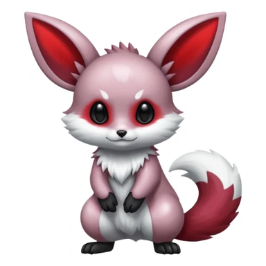 Silvery Grey Black Gradient Glossy Oily Dark Spooky Gloomy Metallic Alloy Gothic Edgy Cool Badass Evil Red Albino Minccino-Furret-Eevee-fusion Full Body sticker