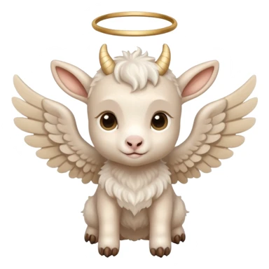 beige baby goat with angel wings  sticker