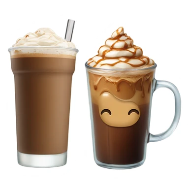 caramel coffee next to a chocolate iced coffee  sticker