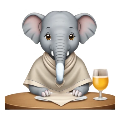 elephant at a restaurant table sticker