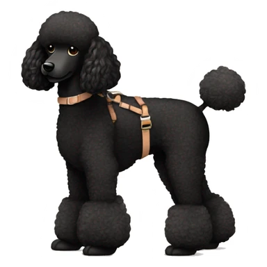 3 legs One Small unshaved Black Poodle with brown harness is walking with a pretty girl sticker