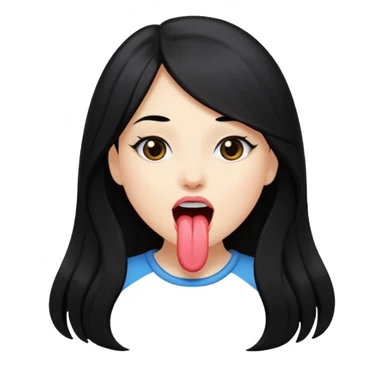 Niña con pelo negro largo sacando la lengua y posando  sticker