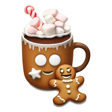 A gingerbread man cup with hot chocolate and marshmallows  sticker
