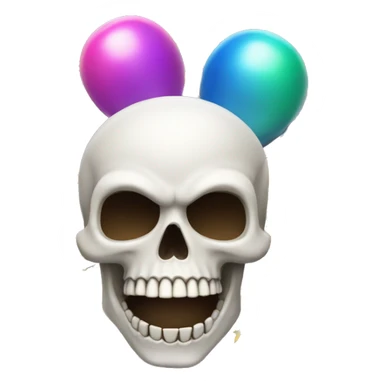 The iPhone skull emoji is holding a party popper and celebrating sticker