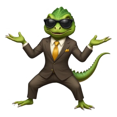 capitalist iguana banker godfather with black sunglasses breakdance scaring sticker