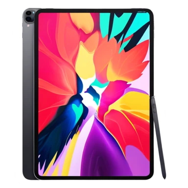 iPad Pro 11-inch facing forward minimal background with colorful wallpaper sticker