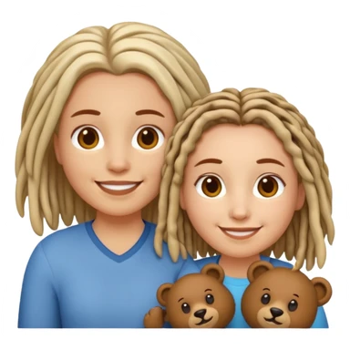 Couple emoji white with bears, medium complexion female with mid length loca sticker
