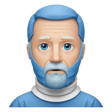 Older man with a full beard, a medical neck brace, and blue eyes. sticker
