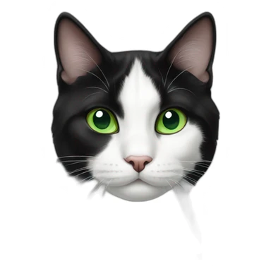 black and white tuxedo cat with green eyes sticker