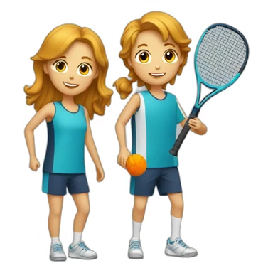 A girl and three boys playing padel sticker