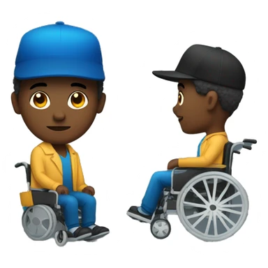 Dark man with blue AF hat sitting in a wheelchair sticker