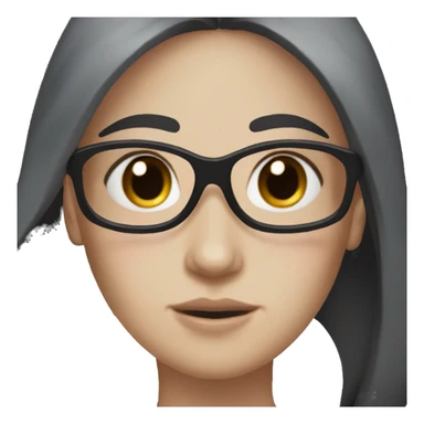 a pale girl with long black hair, black eyes with freckles wearing a black vest, face mask sticker