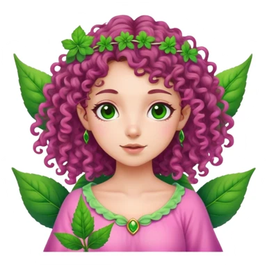 pink, green indigo irish weed fairy curly brown hair sticker