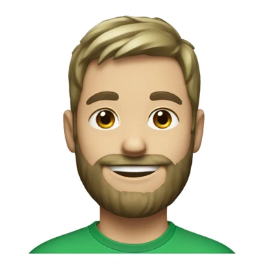 create emoji boy in green shirt a black dot on the test half-bearded smiling sticker