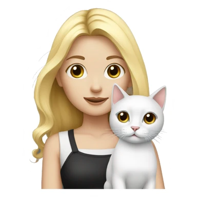 Blonde girl with black and white cat sticker