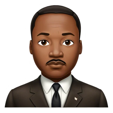 Cinematic Realistic Martin Luther King Jr. Portrait Emoji, depicted as a compassionate determined civil rights leader in period attire with a powerful gaze, rendered with rich textures and inspiring dynamic lighting that captures his historic legacy. sticker