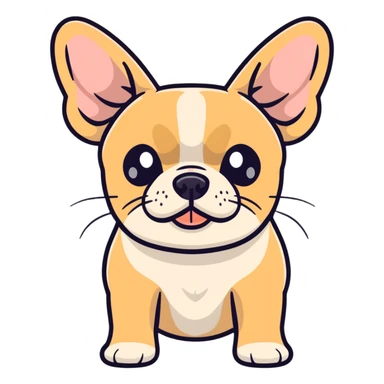 cute tan french bulldog head with characteristic facial features sticker