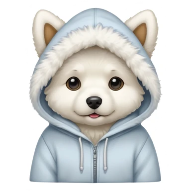 White Fluffy Dog Wearing A Hoodie sticker