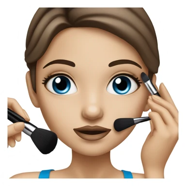 White toned girl with Brown hair blue eyes using makeup kit  sticker