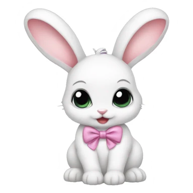 Baby bunny with coquette bow on ear sticker