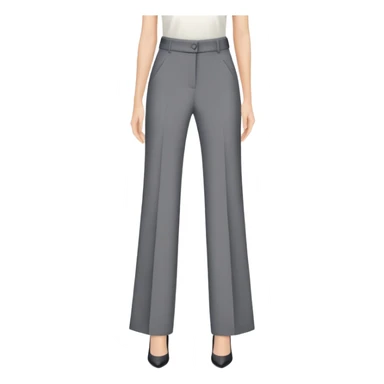 gray wide leg tailored women's dress pants, high waisted, formal trousers, only the garment, no model, flat lay on white background sticker