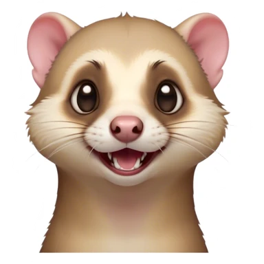 Cinematic Comical Ferret Portrait Emoji, Head tilted dramatically with an exaggeratedly shocked expression, featuring a slender, wiggly body and a distinct ferret head with a pointed snout and small ears, with wide, hilariously expressive eyes full of humorous disbelief, Simplified yet hilariously expressive features, highly detailed, glowing with a slightly sassy natural glow, high shine, dramatic yet playful, stylized with an air of quirky charm, soft glowing outline, capturing the essence of a meme-worthy ferret that looks ready to scamper into viral fame! sticker