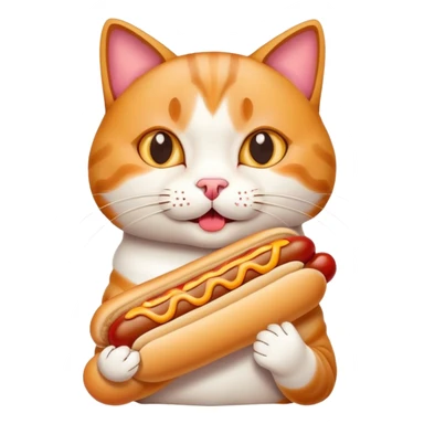 Cat eating hotdog  sticker