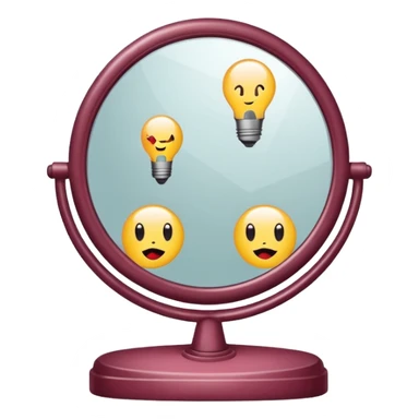 Minimalist emoji-style sticker of a vanity mirror with dim bulbs and cracked glass, words “Am I real yet?” smeared in dusty lipstick tone


 sticker