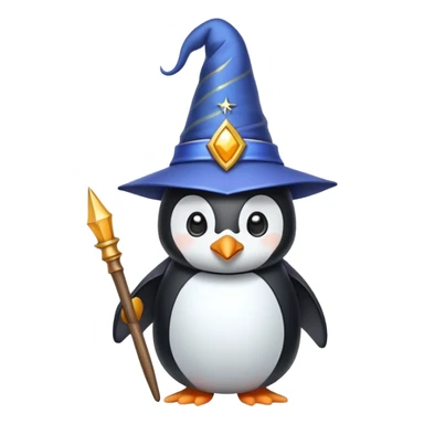 penguin wizard with wand and hat sticker