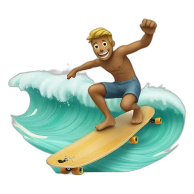 longboarding in wave making hang ten sticker