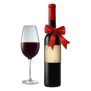 Bottle of red wine with red bow  sticker