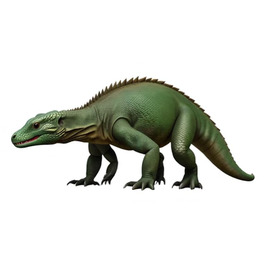 cinematic-komodo-dragon-realistic-full-body-standing on all fours-emoji,-massive-scaled-body-poised-with-quiet-power,-rough-textured-skin-dark-green-and-dark brown, black,-head-tilted-dramatically,-long-forked-tongue-flicking-out,-simplified-yet-realistic-focused-features,-highly-detailed,-glowing-with-an-almost-sarcastic-glow

 sticker