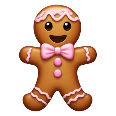 A light brown gingerbread man with light pink icing and a light pink bow on its head sticker