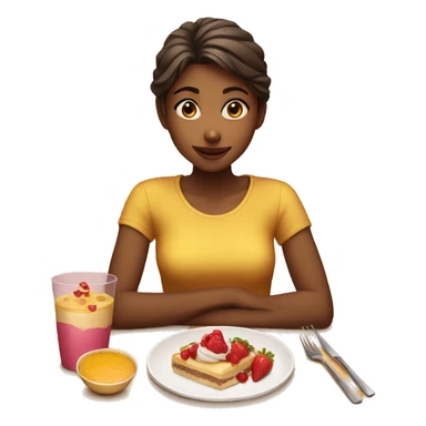 Girl eating desert on a table sticker