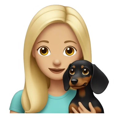 blonde girl holding black and tan dachshund  sticker
