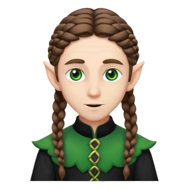 elves with braided brown  hair man black dree sticker