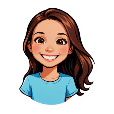 smiling girl with long hair sticker