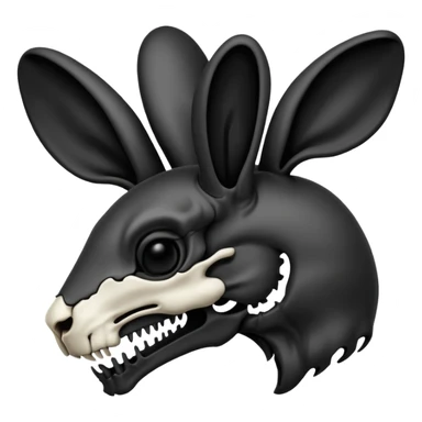 Tête de lapin squelette noire de profil avec des G à la place des yeux  sticker