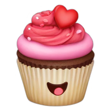 Valentine’s Day cupcake with a happy face sticker