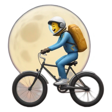 guy riding bike to the moon sticker
