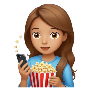 fille devant son téléphone mangeant du popcorn sticker