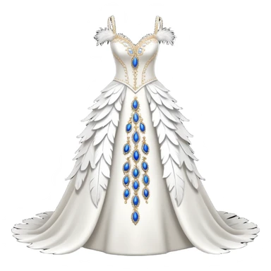 Hyper Realistic ornate Wedding dress displays  with feathers  sticker