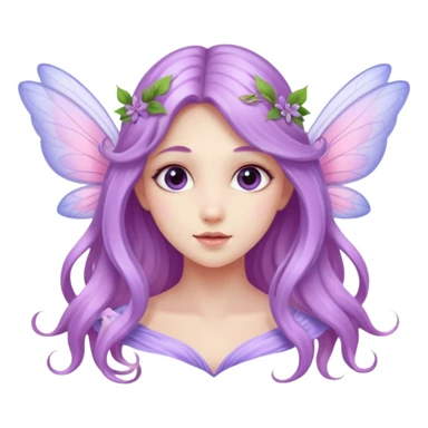 Lilac and pink fairy with wings but you can see her whole body and make her super pretty with long hair  sticker