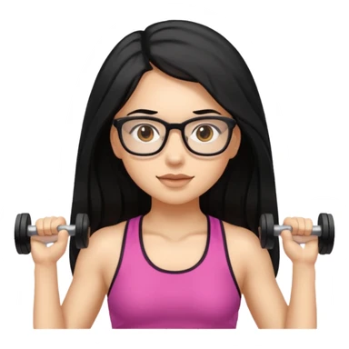 girl with long black hair, brown eyes, wearing glasses and working out in the gym sticker
