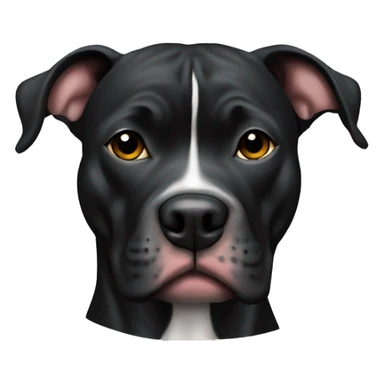 All Black pitbull with a thinking face sticker