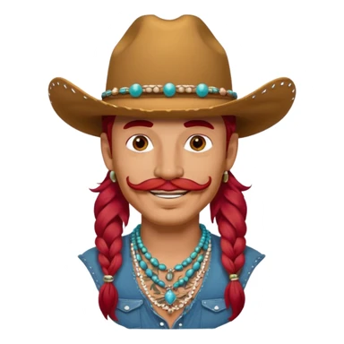 mustached cowboys bead and long red hair with tattoos on face  sticker