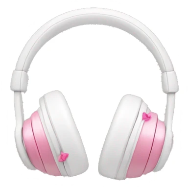 White headphones with silk pink bows on the side sticker