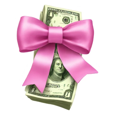money with pink bow sticker