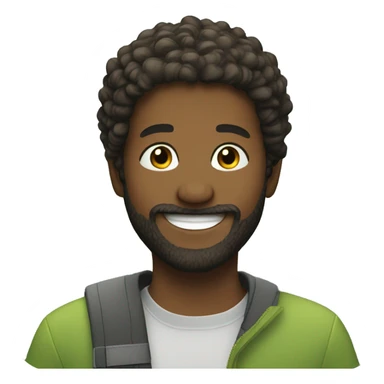 smiling boy outdoors with beard sticker